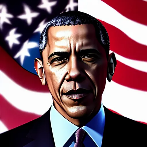 Image similar to Barak Obama in Devil May Cry, film still, photorealistic