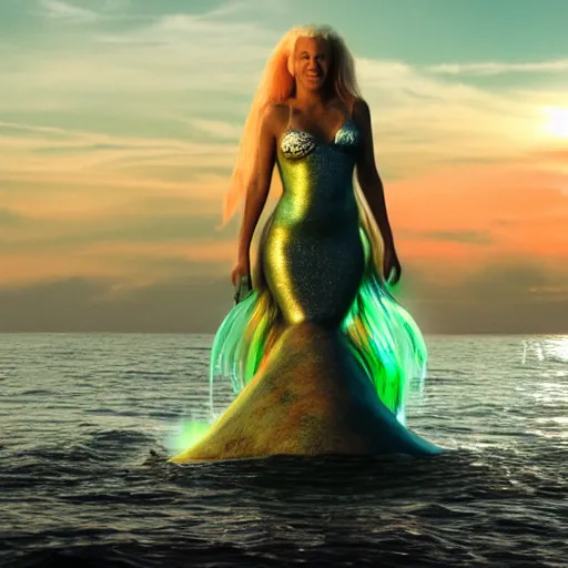 Image similar to doc brown as arielle the mermaid in the movie arielle the mermaid, movie still 8 k hdr atmospheric lighting