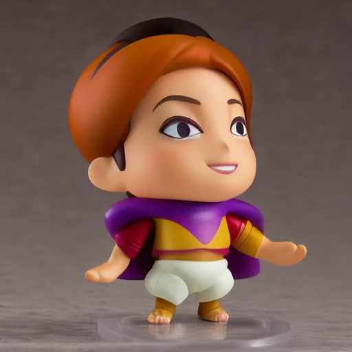 Image similar to pixar aladdin as nendoroid, side view, 8 k hd dof, kodak film,