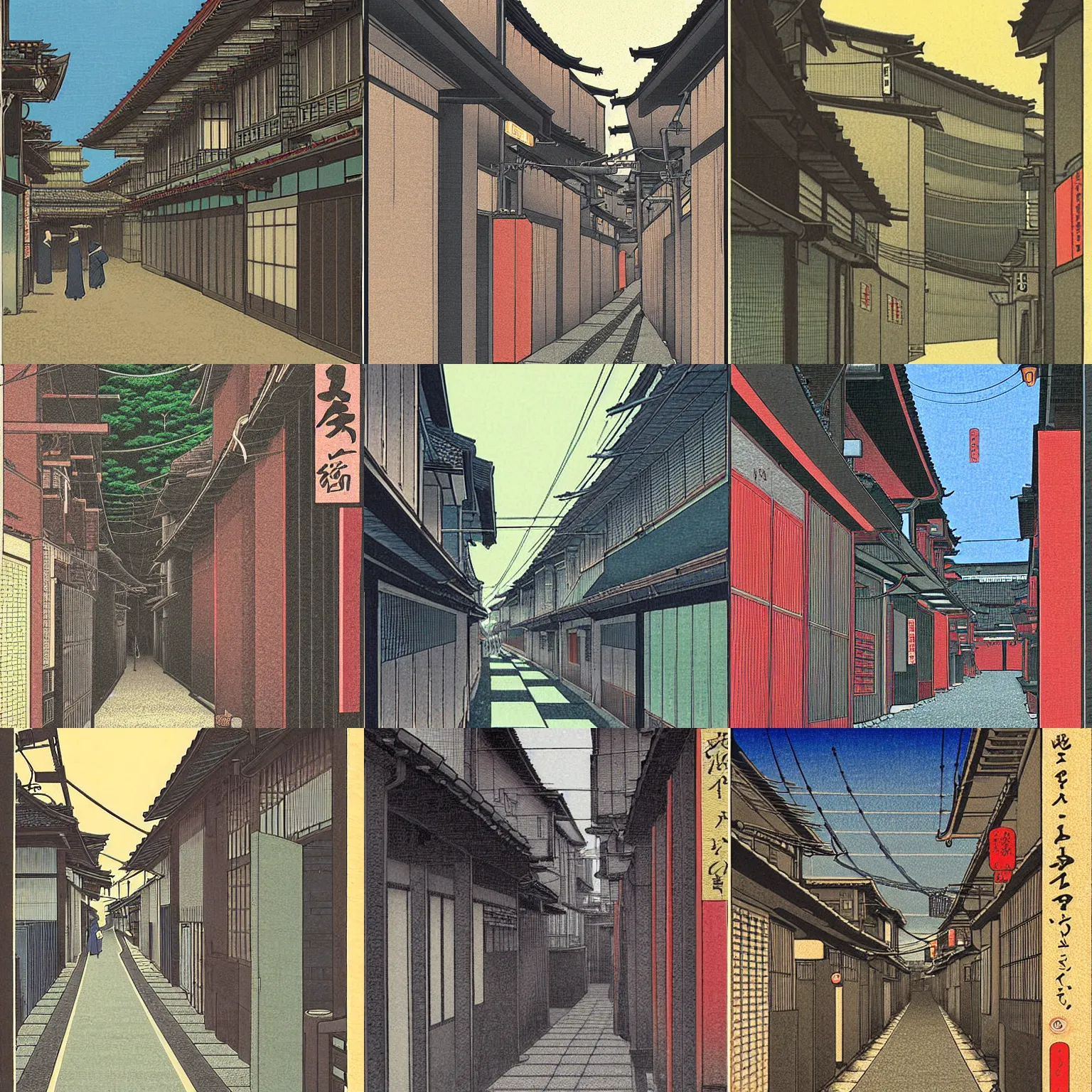 Prompt: tokyo alleyway by kawase hasui, beautiful