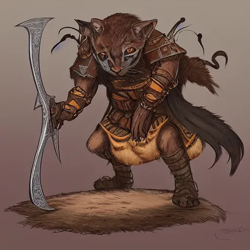 Image similar to “ dungeons and dragons tabaxi rogue, anthromorphic cat person with a repeating crossbow in a medieval city, small and big, illustration, fantasy, trending on artstation ”