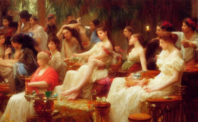 Image similar to roman lan party by pierre auguste cot and delphin enjolras and daniel f. gerhartz