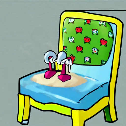 Prompt: adorable froggy chair from animal crossing, cute anime style