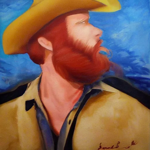 Image similar to drunk redhead cowboy with sideburns