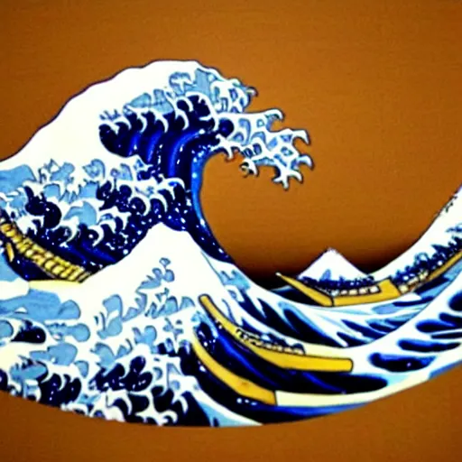 Image similar to the great wave painting made out of ramen