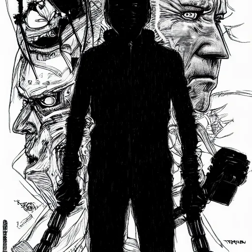 Image similar to Joe Biden looking sinister, by Tsutomu Nihei, highly detailed