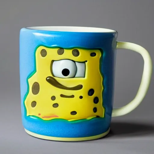 Prompt: a mug in the shape of SpongeBob