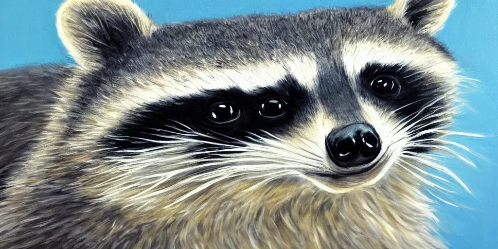 Prompt: raccoon profile picture, cute, painting, oil, 4k,