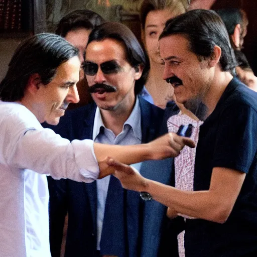 Prompt: pedro sanchez smoking weed with pablo iglesias