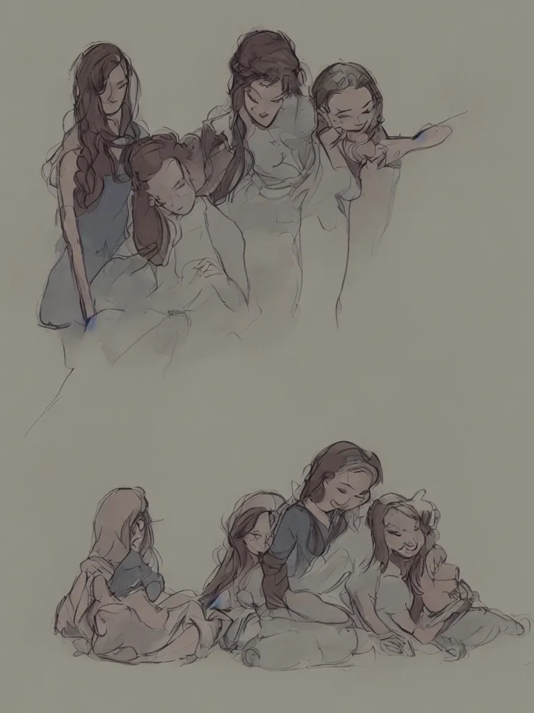 Image similar to sisterhood by disney concept artists, blunt borders, rule of thirds