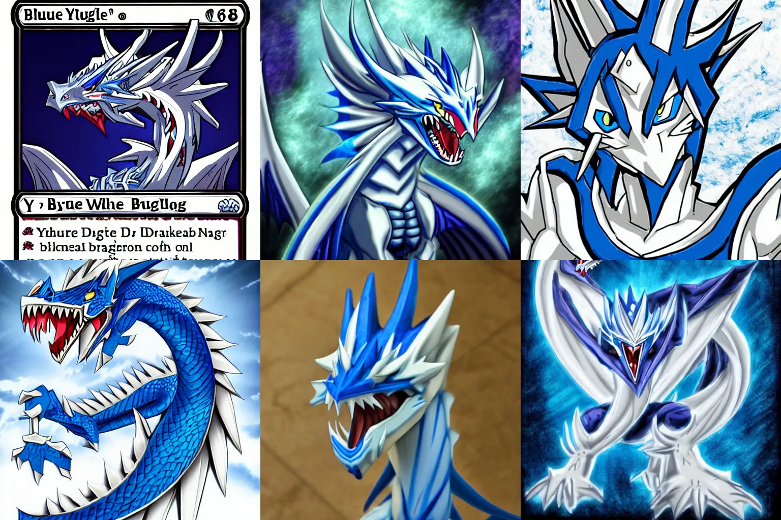 Prompt: blue eyes white dragon yugioh