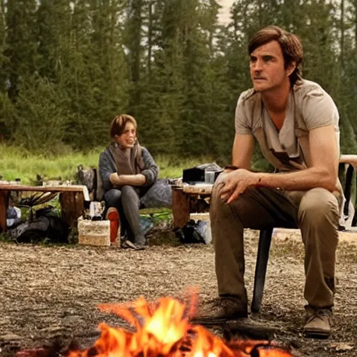 Image similar to A still from the French movie Camping starring Franck Dubosc