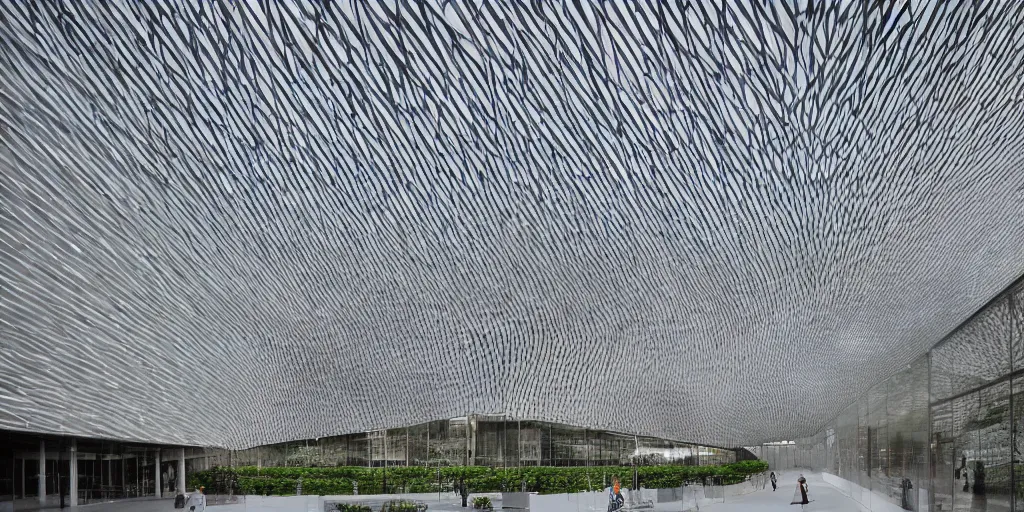Image similar to Architectural photography, Cultural centre for Tokyo’s Takanawa Gateway City by Kengo Kuma, high resolution, luxury