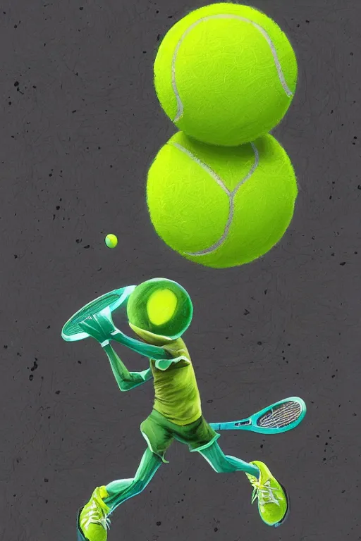 Prompt: a tennis ball monster, digital art, fantasy, magic, trending on artstation, ultra detailed, professional illustration by XCOPY