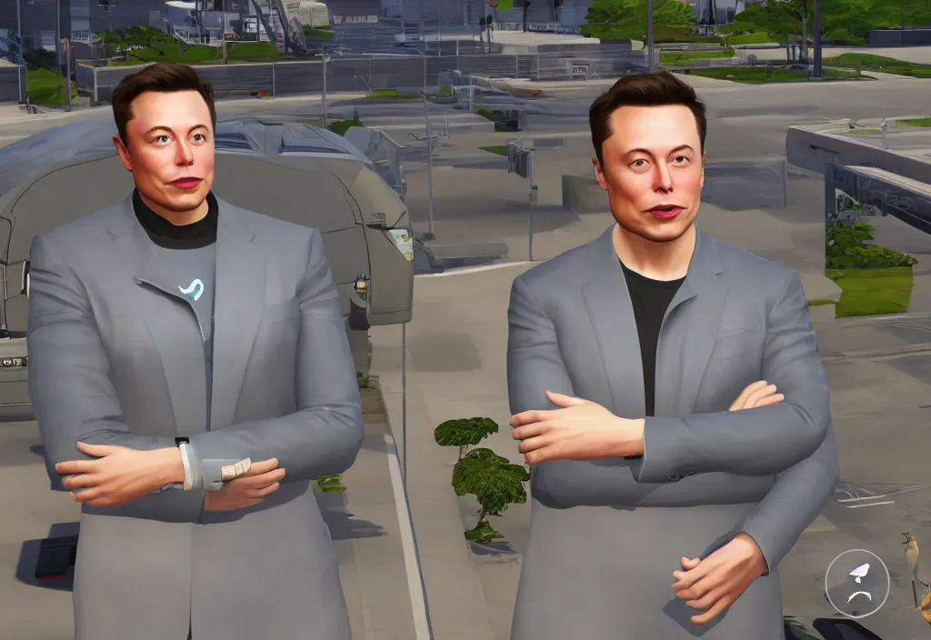 Prompt: a screenshot of elon musk in the video game in the sims. close up, 3 d rendering. unreal engine. amazing likeness. very detailed.