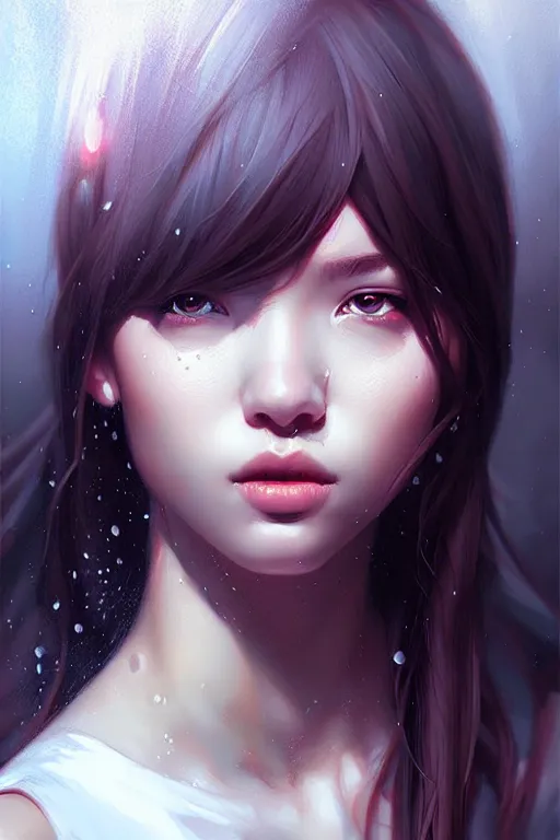 Prompt: Soaked portrait by Artgerm and WLOP