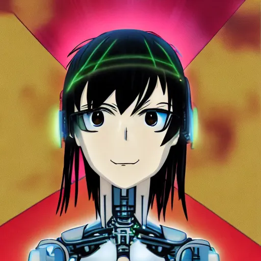 Prompt: anime portrait of emma wattson undergoing cybernetic mind ascension