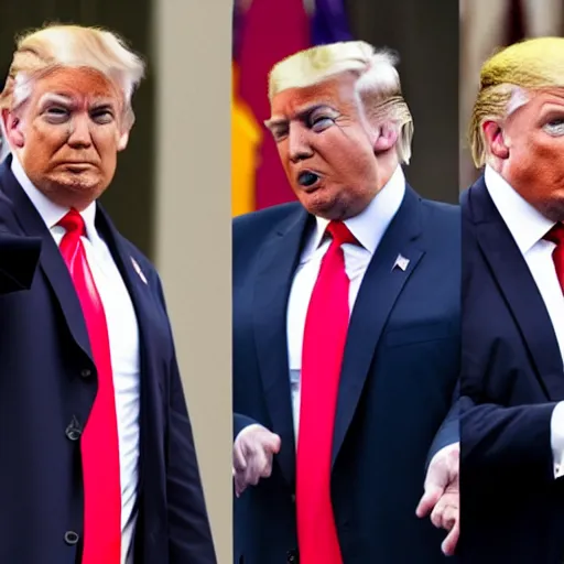 Prompt: 5 clones of Donald Trump pointing fingers at each other