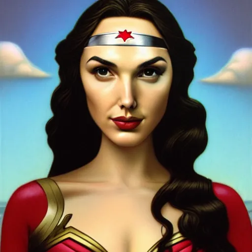 Image similar to illustration of the beauty gal gadot, done by mark ryden