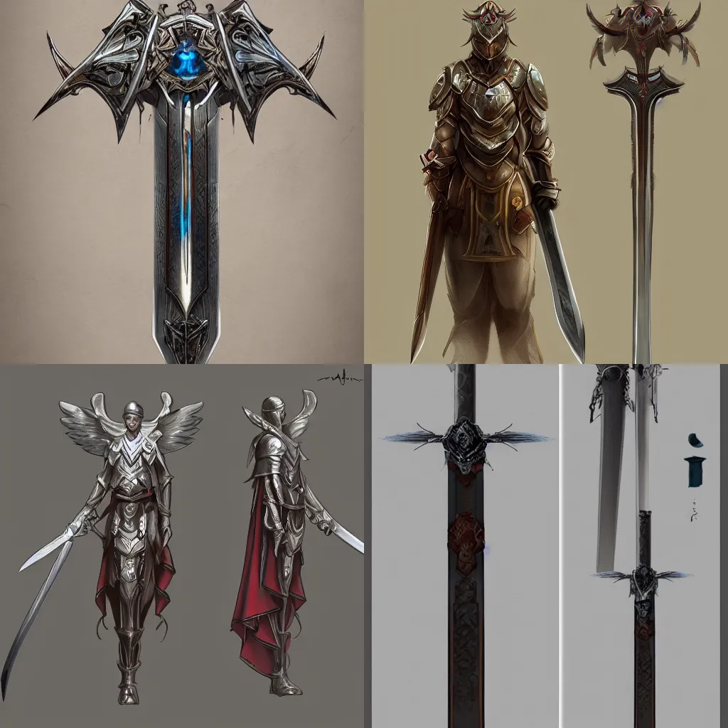 Prompt: concept art of a sword called the Sword of the Seraphim, Trending on Artstation