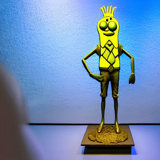 Image similar to a bronze statue of Spongebob Squarepants, studio lighting