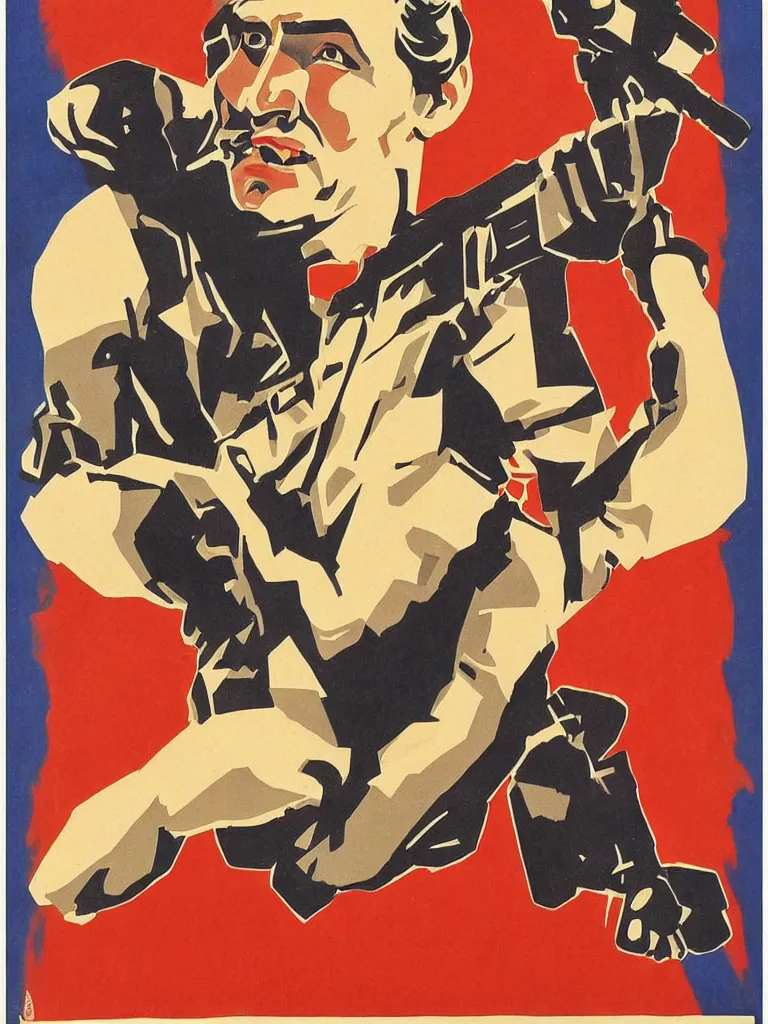 Image similar to russian war propaganda poster of alex ovechkin by miguel covarrubias