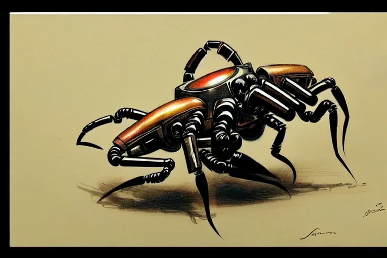 Prompt: ( ( ( ( ( 1 9 5 0 s retro future robot scorpion. muted colors. ) ) ) ) ) by jean - baptiste monge!!!!!!!!!!!!!!!!!!!!!!!!!!!!!!