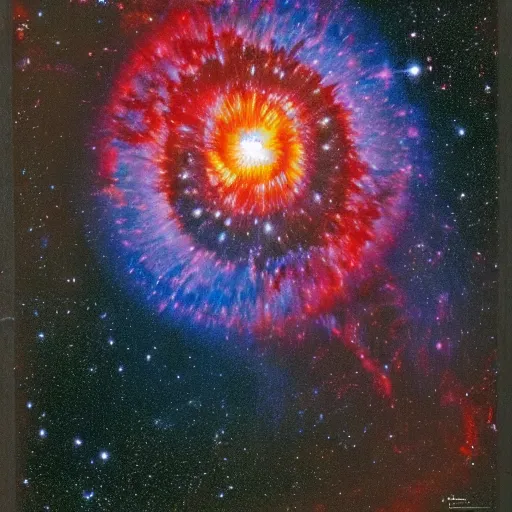 Image similar to exciting colored pencil art by dan flavin, by albert goodwin. sculpture. ngc 7 2 9 3 helix nebula in intrared by vista telescope, chile.