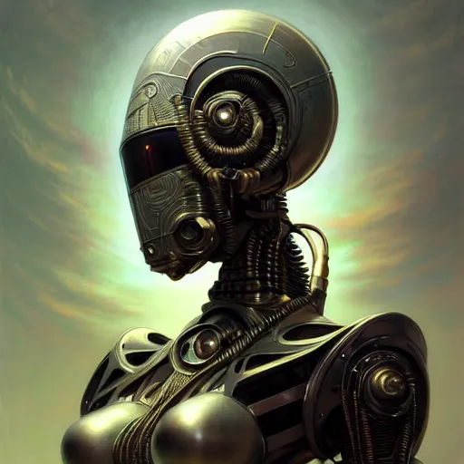 Image similar to low angle shot of a cyberpunk gazmask robot character, intricate, elegant, highly detailed, centered, digital painting, artstation, concept art, smooth, sharp focus, illustration, artgerm, Tomasz Alen Kopera, Peter Mohrbacher, donato giancola, Joseph Christian Leyendecker, WLOP, Boris Vallejo