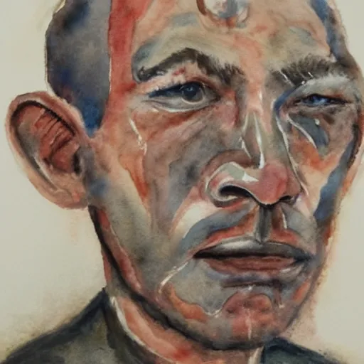 Image similar to Detailed portrait of a weary jarhead. Watercolor.