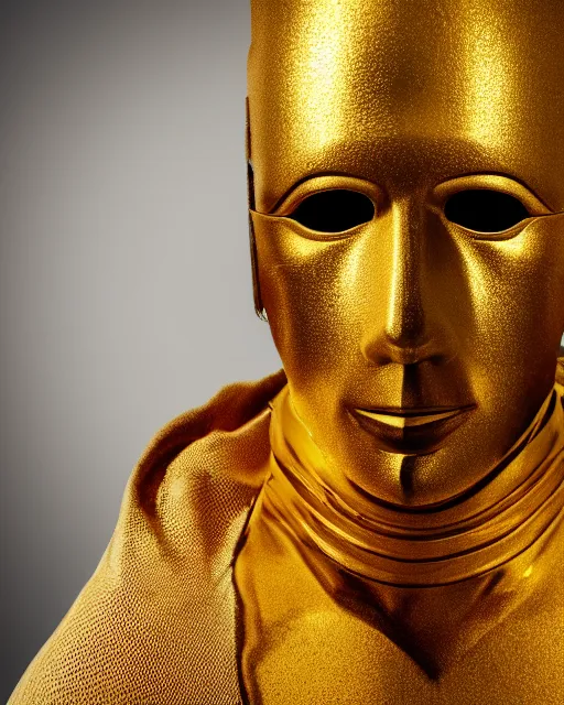 Prompt: award winning photograph portrait of man with a golden mask, photorealistic, shaded, cinematic lighting, high production value, intricate details, high resolution, hdr, high definition, masterpiece, realistic, ultrarealistic, highly detailed, hd, sharp focus, non blurry, sharp, smooth
