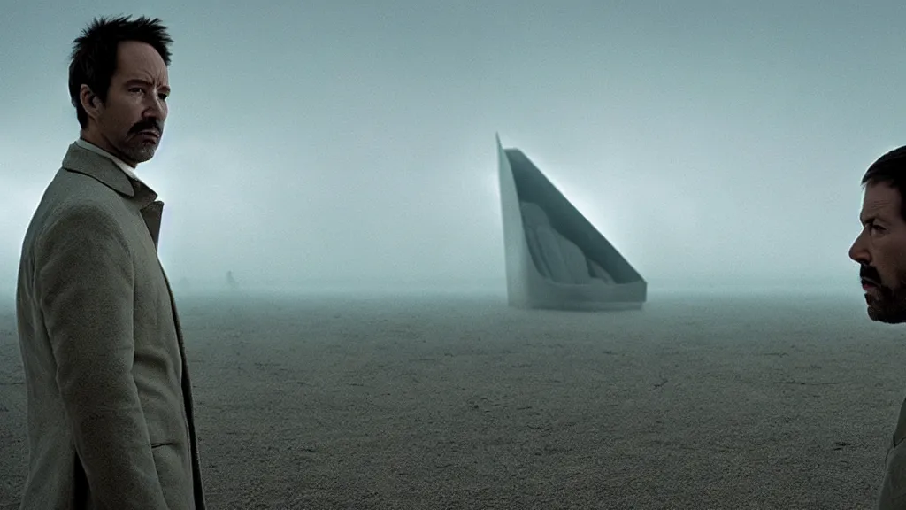 Prompt: Among Us, film still from the movie directed by Denis Villeneuve with art direction by Salvador Dalí, wide lens