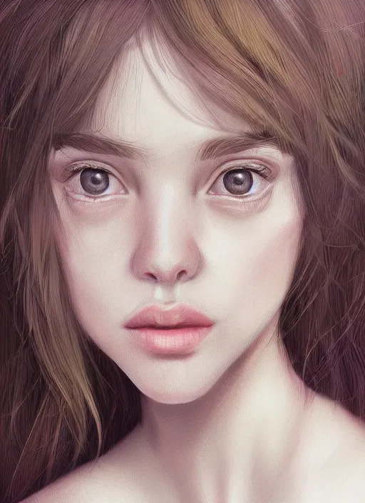 Image similar to a higly detailed digital art portrait of a cute, playful young woman by laia lopez