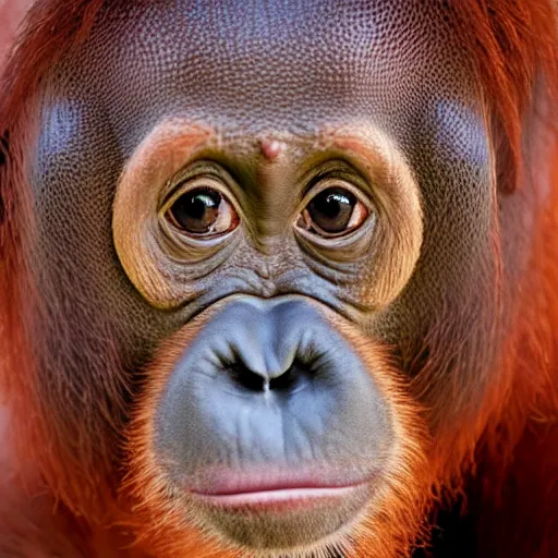 Image similar to portrait of a baby orangutan, cute