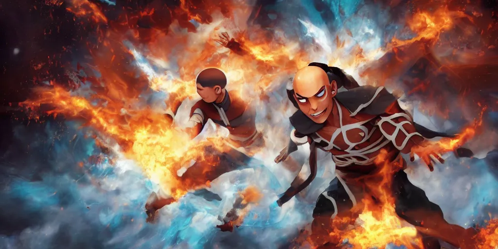 Prompt: Avatar Aang destroying the whole world. Highly detailed, artstation, dramatic.