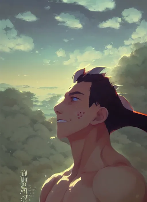 Prompt: portrait of sting wrestler, wwe, cloudy sky background lush landscape illustration concept art anime key visual trending pixiv fanbox by wlop and greg rutkowski and makoto shinkai and studio ghibli