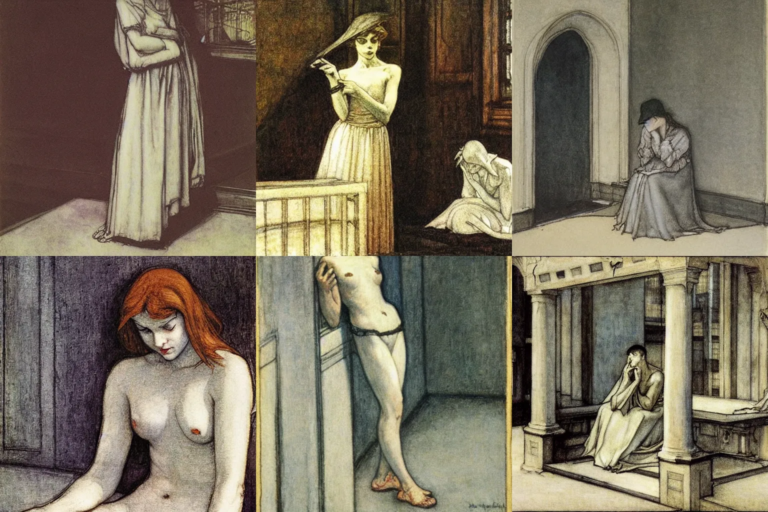 Prompt: sinless. by edward hopper, arthur rackham