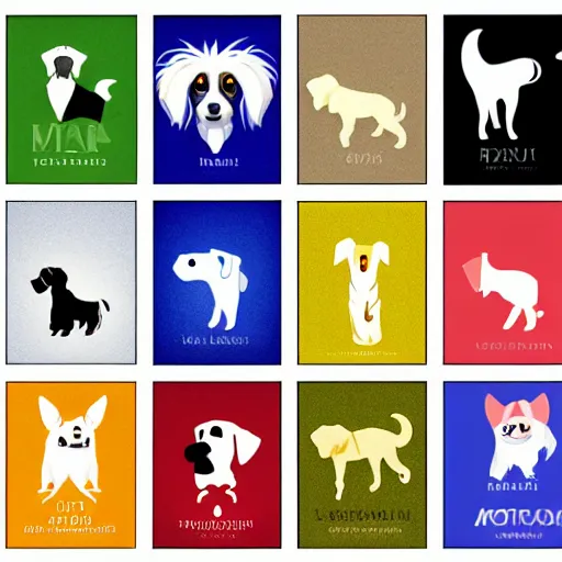 Image similar to set of logos in the form of different breeds of dogs