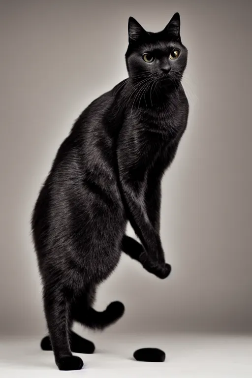 Image similar to full body studio photograph of a black cat