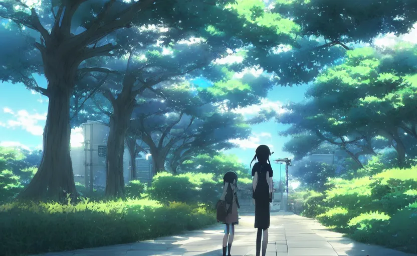 Prompt: she's a hero! Anime scenery by Makoto Shinkai