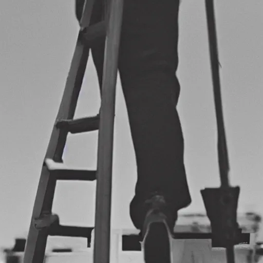 Image similar to photo of a man walking underneath a ladder