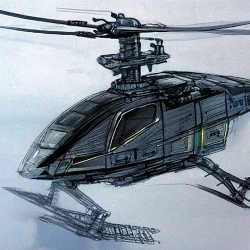 Image similar to concept art prometheus helicopter by james cameron