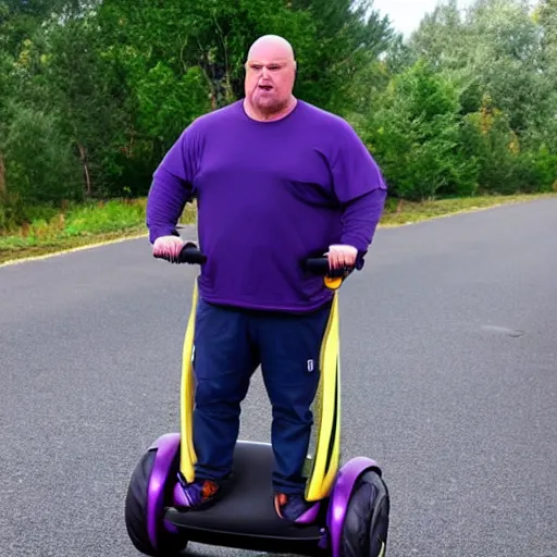 Image similar to thanos on a segway