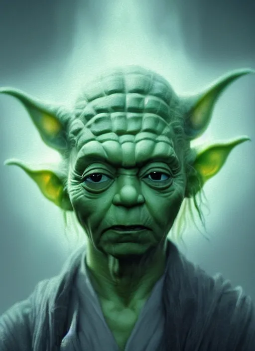 an ethereal, misty portrait of yoda, whose face is | Stable Diffusion ...