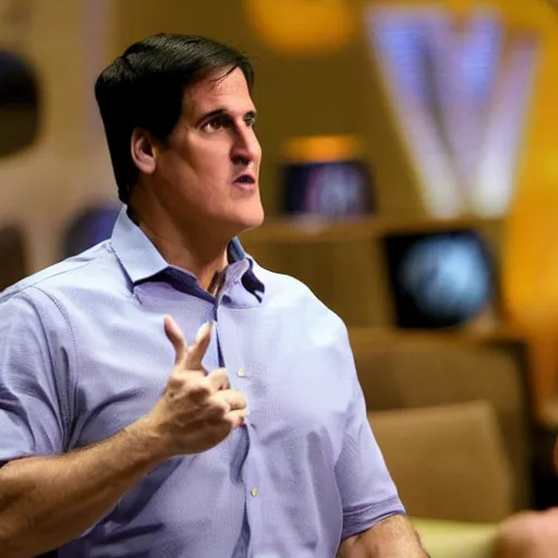 Image similar to Mark Cuban with a basketball shirt, investing in a company, in Shark Tank (2016)