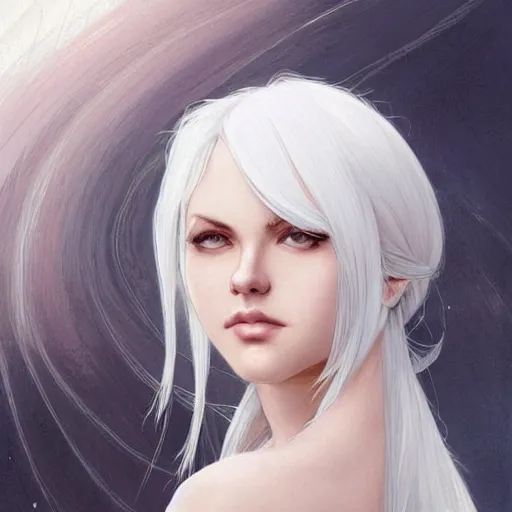 Prompt: a white hair girl, art by samdoesarts, highly detailed, digital painting, elegant, delicate, soft lines, feminine, concept art, smooth, sharp focus, illustration, pixiv art, cgsociety, art by artgerm and greg rutkowski and alphonse mucha, comic book, sketch, watercolor, trending on artstaion