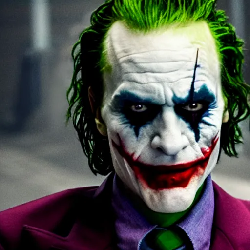 Prompt: cinematic shot of the joker with down syndrome, 8 k, very intricate, very detailed, inspiring,