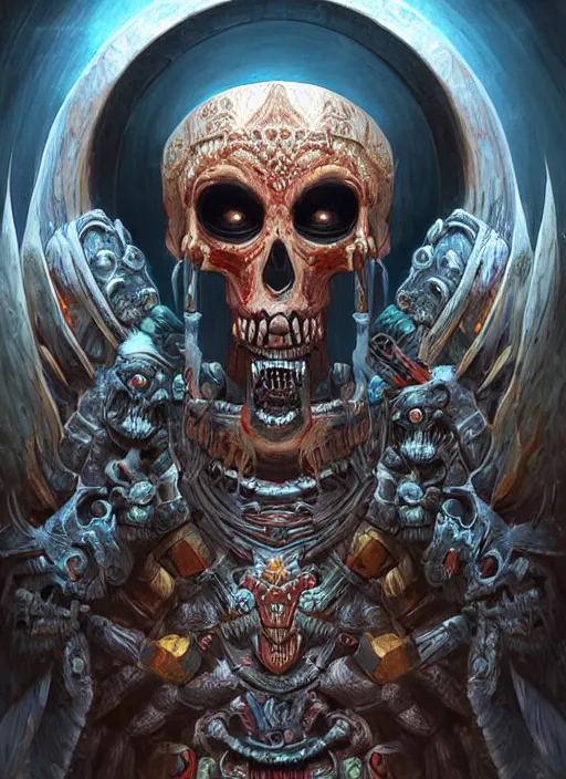 Image similar to digital _ painting _ of _ ah puch mayan god of death _ by _ filipe _ pagliuso _ and _ justin _ gerard _ symmetric _ fantasy _ highly _ detailed _ realistic _ intricate _ port