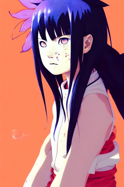 Image similar to a ultradetailed beautiful painting of hinata from naruto, by conrad roset, greg rutkowski and makoto shinkai trending on artstation