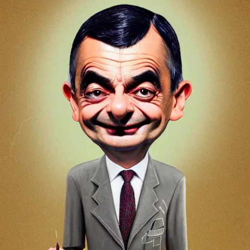 Image similar to beautiful astrotheology esoteric occult art of bionically accurate Mr Bean , award winning high resolution hyper realistic 4k 8k 16k